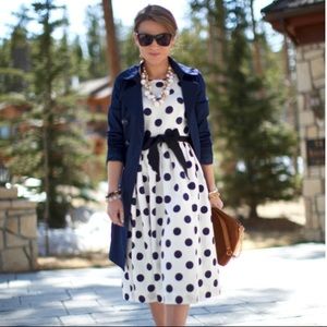 Jcrew navy blue and white polka dot dress 0